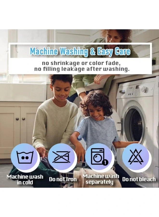 Kids putting a quilted mattress protector in a washing machine