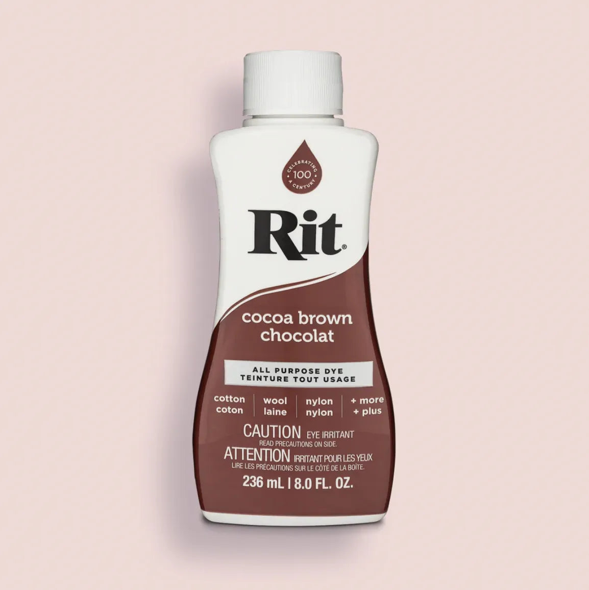 Bottle of Rit all purpose dye in cocoa brown