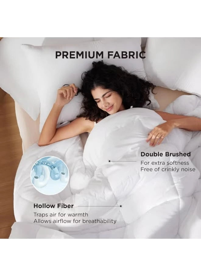 Girl covered with a white duvet