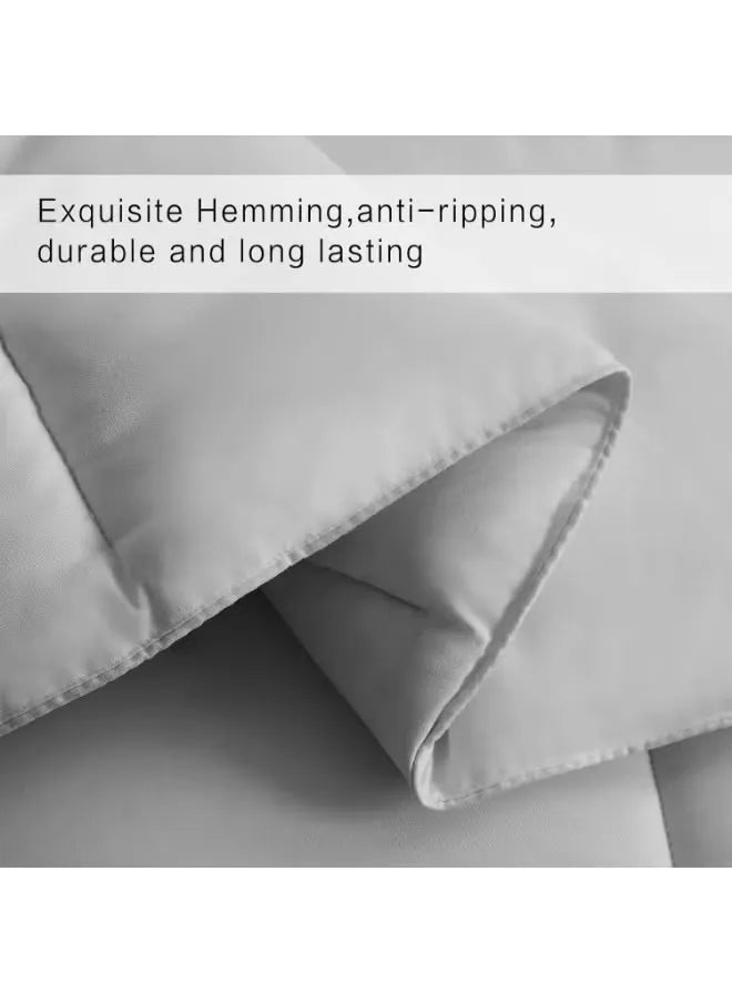 Gray fabric with text highlighting features on a gray background