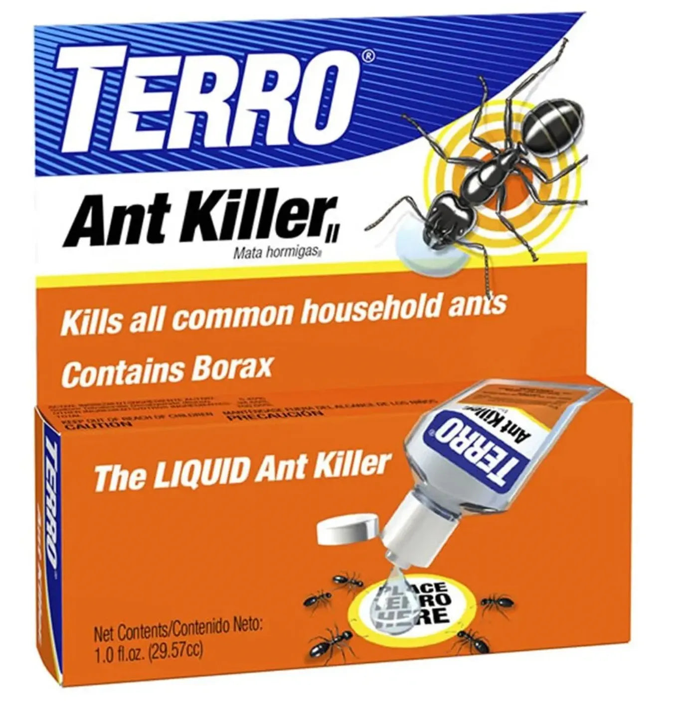 Terro Ant Killer packaging with an ant on a white background