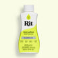Bottle of Rit neon yellow all-purpose dye on a white background