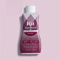 Bottle of Rit DyeMore Synthetic Fiber Dye in Plum Berry on a pink background