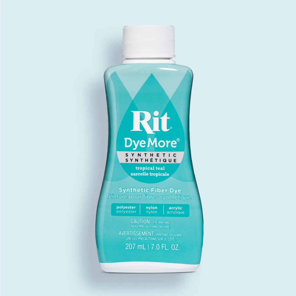 Bottle of Tropical Teal Rit DyeMore synthetic fiber dye